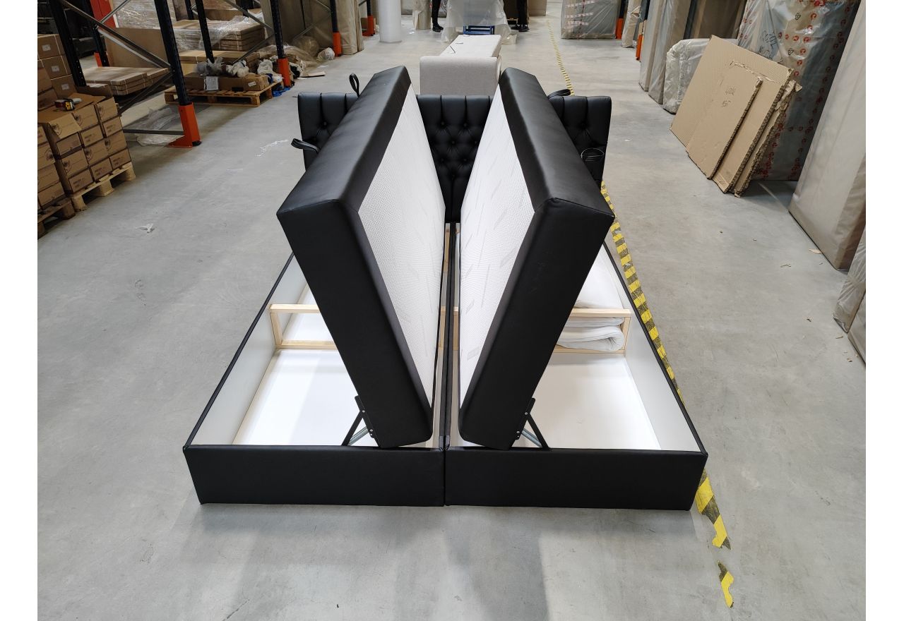 Łóżko kontynentalne GRIMALDI 180x200 - Soft 11 - czarna ekoskóra - OUTLETU