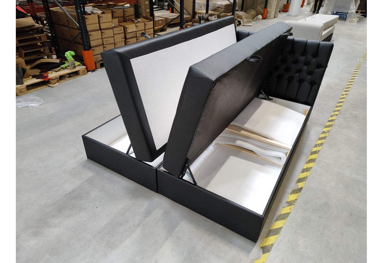 Łóżko kontynentalne GRIMALDI 180x200 - Soft 11 - czarna ekoskóra - OUTLETU