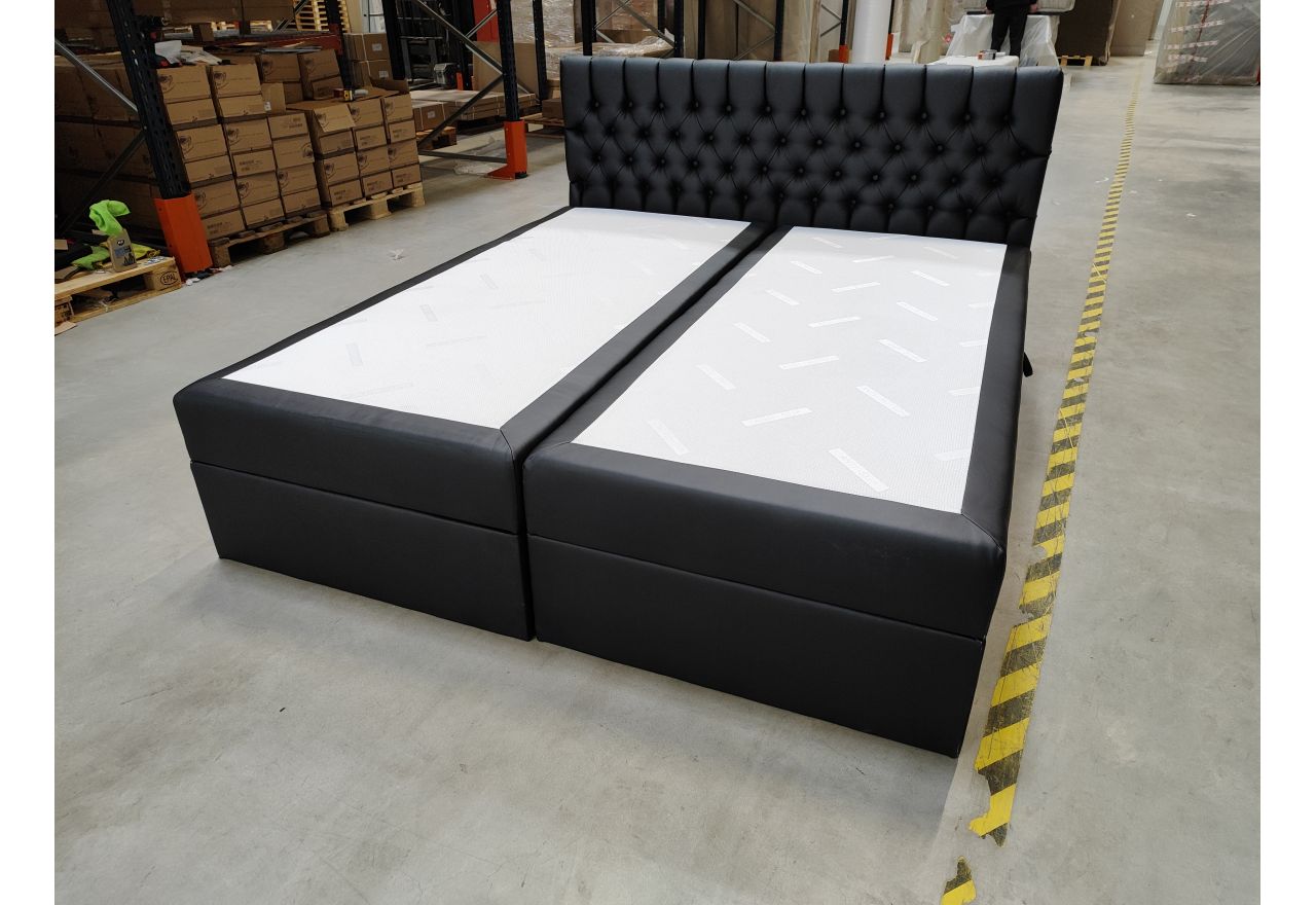 Łóżko kontynentalne GRIMALDI 180x200 - Soft 11 - czarna ekoskóra - OUTLETU