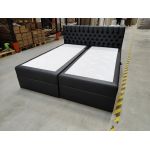 Łóżko kontynentalne GRIMALDI 180x200 - Soft 11 - czarna ekoskóra - OUTLETU