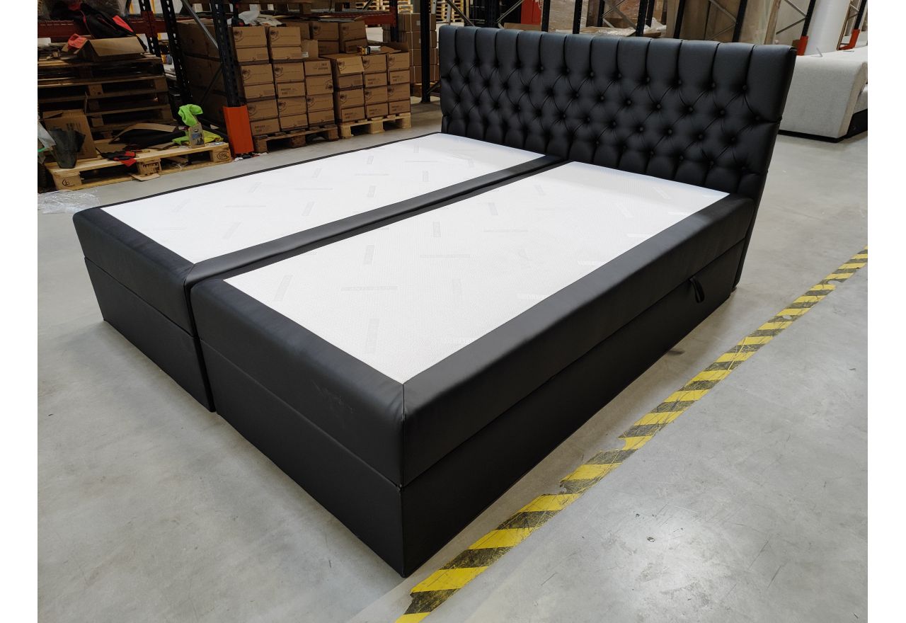 Łóżko kontynentalne GRIMALDI 180x200 - Soft 11 - czarna ekoskóra - OUTLETU