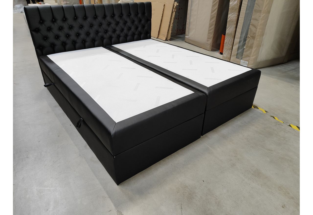 Łóżko kontynentalne GRIMALDI 180x200 - Soft 11 - czarna ekoskóra - OUTLETU