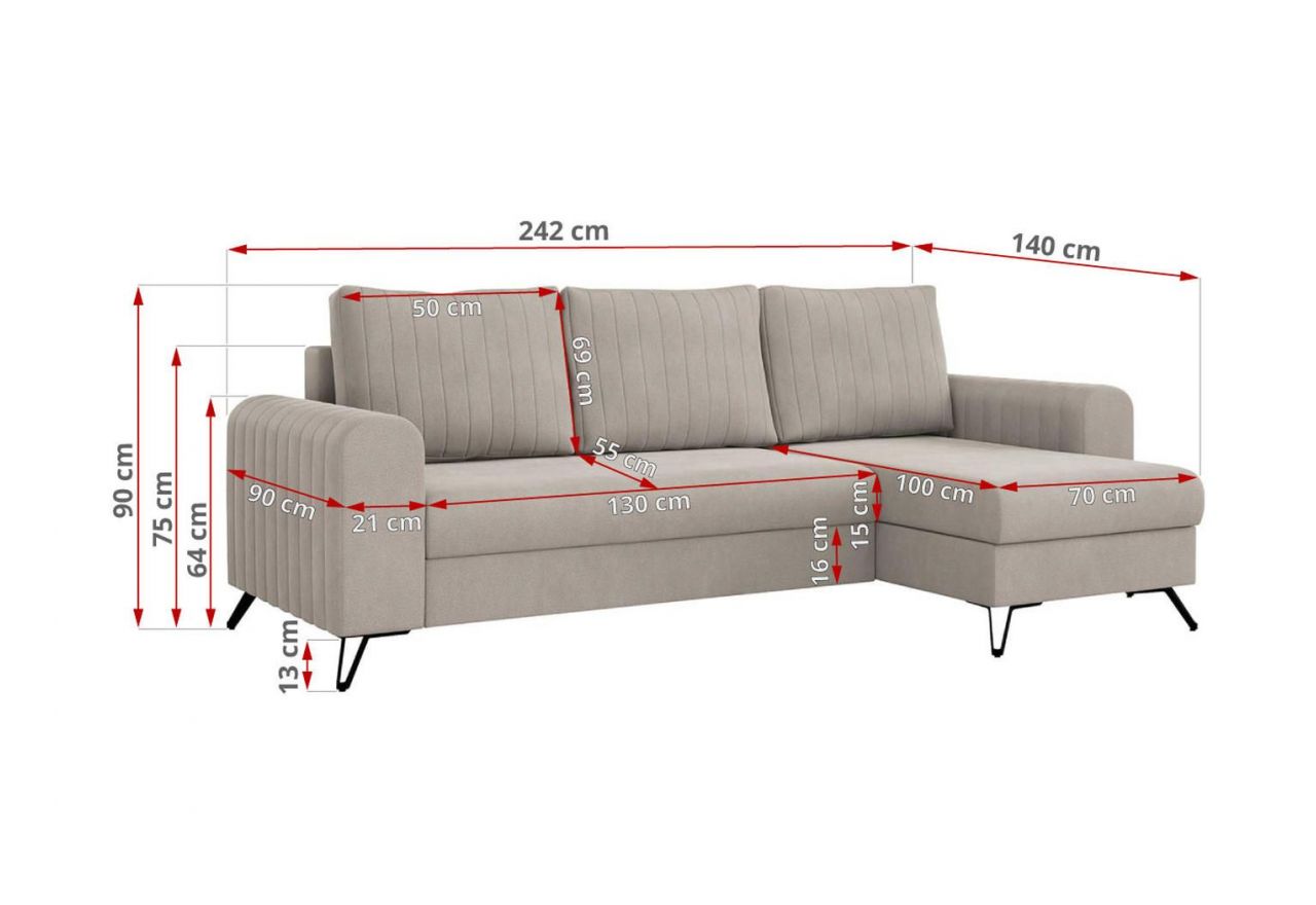 Narożnik AXEL L - Letto 03 - beżowy - OUTLETU