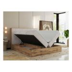 Łóżko kontynentalne WOOD CLASSIC 180x200 - H3 - beżowy, sztruks