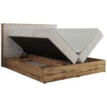 Łóżko kontynentalne WOOD CLASSIC 180x200 - H3 - beżowy, sztruks