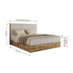 Łóżko kontynentalne WOOD CLASSIC 180x200 - H4 - beżowy, sztruks