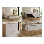 Łóżko kontynentalne WOOD CLASSIC 180x200 - H4 - beżowy, sztruks