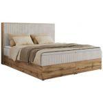 Łóżko kontynentalne WOOD CLASSIC 180x200 - H4 - beżowy, sztruks