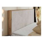 Łóżko kontynentalne WOOD CLASSIC 200x200 - H4 - beżowy, sztruks