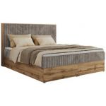 Łóżko kontynentalne WOOD CLASSIC 180x200 - H3 - jasnobrązowy, sztruks