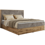 Łóżko kontynentalne WOOD CLASSIC 180x200 - H4 - jasnobrązowy, sztruks