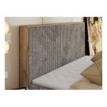 Łóżko kontynentalne WOOD CLASSIC 180x200 - H4 - jasnobrązowy, sztruks