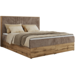 Łóżko kontynentalne WOOD CLASSIC 140x200 - H3 - brązowy, sztruks