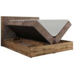 Łóżko kontynentalne WOOD CLASSIC 140x200 - H3 - brązowy, sztruks