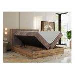 Łóżko kontynentalne WOOD CLASSIC 180x200 - H3 - brązowy, sztruks