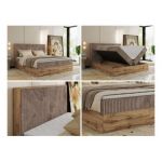 Łóżko kontynentalne WOOD CLASSIC 180x200 - H4 - brązowy, sztruks