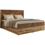 Łóżko kontynentalne WOOD CLASSIC 180x200 - H3 - pomarańczowy, sztruks