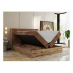 Łóżko kontynentalne WOOD CLASSIC 140x200 - H4 - pomarańczowy, sztruks