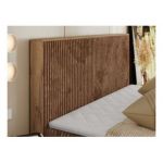 Łóżko kontynentalne WOOD CLASSIC 160x200 - H4 - pomarańczowy, sztruks