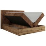 Łóżko kontynentalne WOOD CLASSIC 160x200 - H4 - pomarańczowy, sztruks