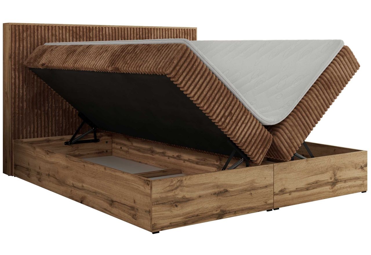 Łóżko kontynentalne WOOD CLASSIC 180x200 - H4 - pomarańczowy, sztruks