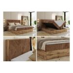 Łóżko kontynentalne WOOD CLASSIC 200x200 - H4 - pomarańczowy, sztruks