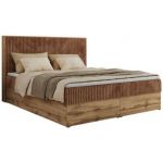 Łóżko kontynentalne WOOD CLASSIC 200x200 - H4 - pomarańczowy, sztruks