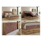 Łóżko kontynentalne WOOD CLASSIC 180x200 - H3 - różowy, sztruks