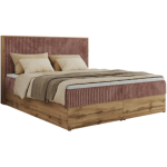Łóżko kontynentalne WOOD CLASSIC 200x200 - H3 - różowy, sztruks