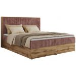 Łóżko kontynentalne WOOD CLASSIC 160x200 - H4 - różowy, sztruks