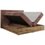 Łóżko kontynentalne WOOD CLASSIC 200x200 - H4 - różowy, sztruks