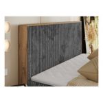 Łóżko kontynentalne WOOD CLASSIC 200x200 - H3 - szary, sztruks