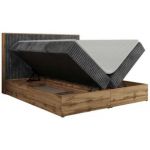 Łóżko kontynentalne WOOD CLASSIC 200x200 - H3 - szary, sztruks