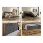 Łóżko kontynentalne WOOD CLASSIC 180x200 - H4 - szary, sztruks