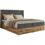 Łóżko kontynentalne WOOD CLASSIC 200x200 - H4 - szary, sztruks