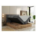 Łóżko kontynentalne WOOD CLASSIC 200x200 - H4 - szary, sztruks