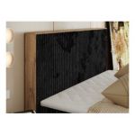Łóżko kontynentalne WOOD CLASSIC 140x200 - H3 - czarny, sztruks