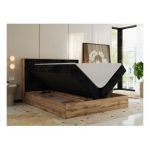 Łóżko kontynentalne WOOD CLASSIC 160x200 - H3 - czarny, sztruks