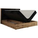 Łóżko kontynentalne WOOD CLASSIC 160x200 - H3 - czarny, sztruks