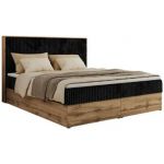 Łóżko kontynentalne WOOD CLASSIC 180x200 - H3 - czarny, sztruks