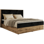 Łóżko kontynentalne WOOD CLASSIC 140x200 - H4 - czarny, sztruks