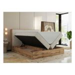 Łóżko kontynentalne WOOD CLASSIC 160x200 - H3 - kremowy, struktura