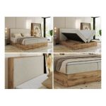 Łóżko kontynentalne WOOD CLASSIC 200x200 - H3 - kremowy, struktura