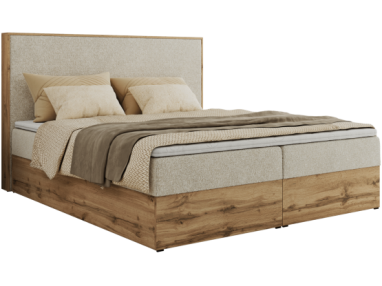Łóżko kontynentalne WOOD CLASSIC 200x200 - H4 - kremowy, struktura