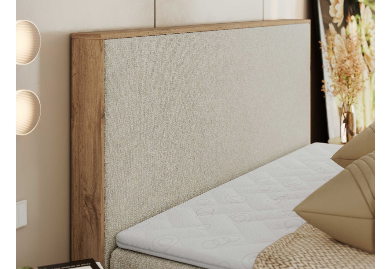 Łóżko kontynentalne WOOD CLASSIC 200x200 - H4 - kremowy, struktura