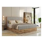 Łóżko kontynentalne WOOD CLASSIC 180x200 - H3 - beżowy, struktura