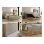 Łóżko kontynentalne WOOD CLASSIC 180x200 - H3 - beżowy, struktura