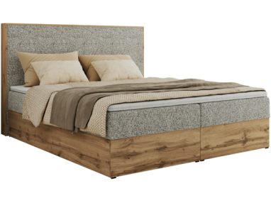 Łóżko kontynentalne WOOD CLASSIC 200x200 - H3 - beżowy, struktura