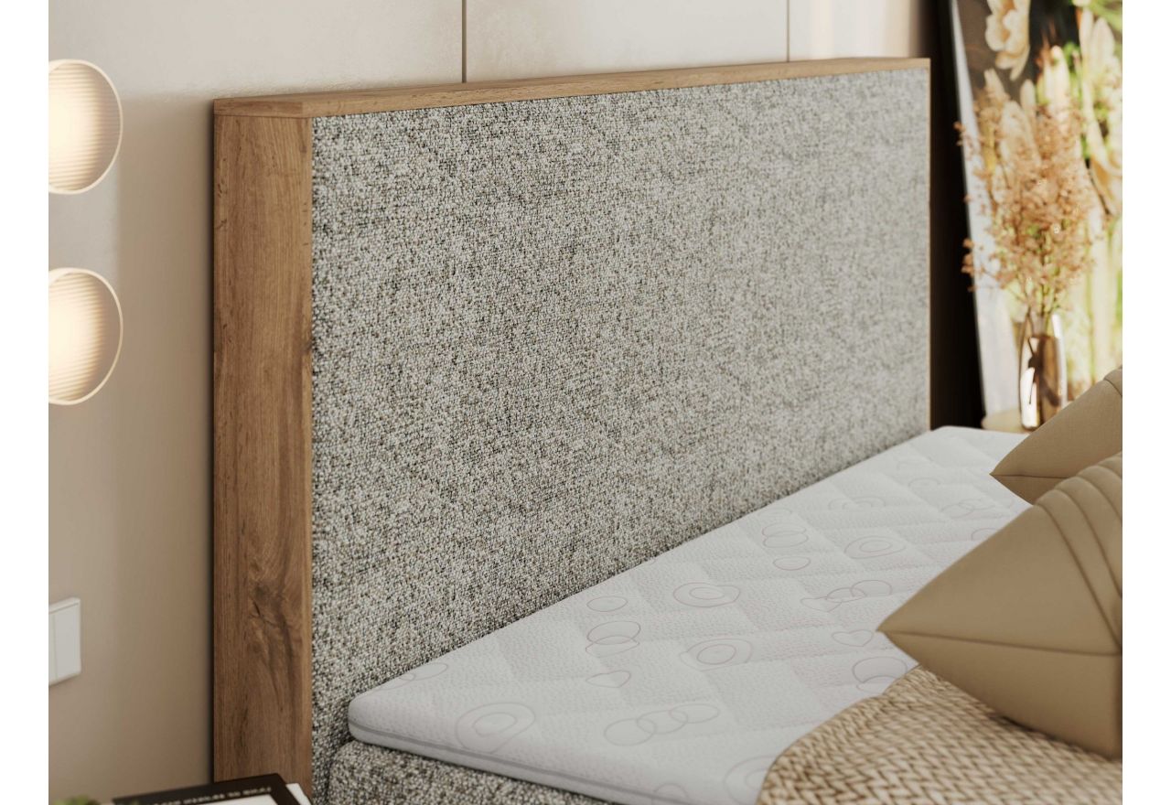 Łóżko kontynentalne WOOD CLASSIC 200x200 - H3 - beżowy, struktura