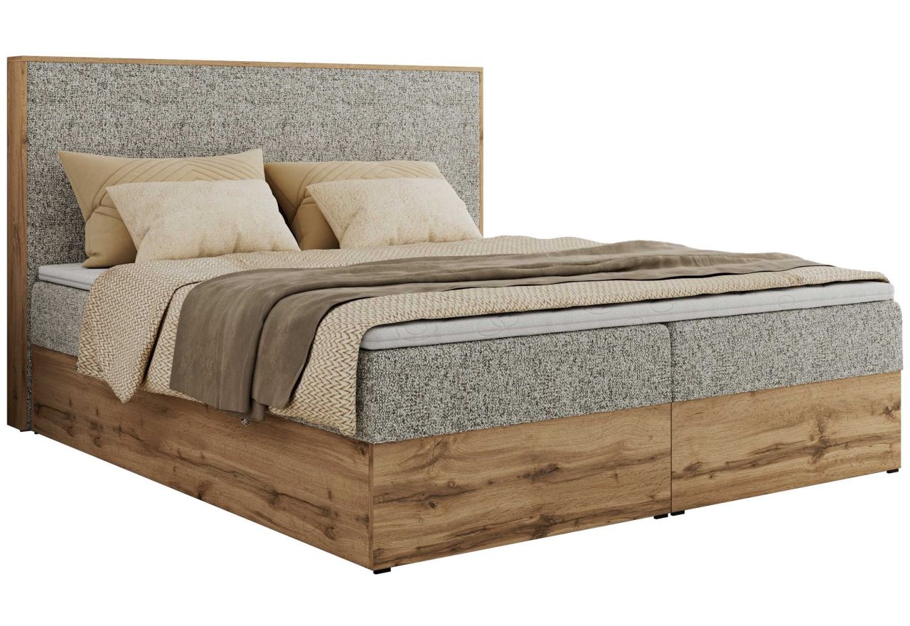 Łóżko kontynentalne WOOD CLASSIC 200x200 - H3 - beżowy, struktura
